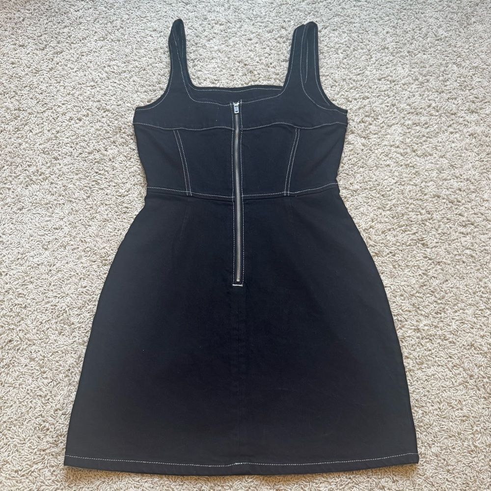 Reformation Black Corset Jean Dress size 6 Davies Bustier Denim Mini Dress - Picture 5 of 7